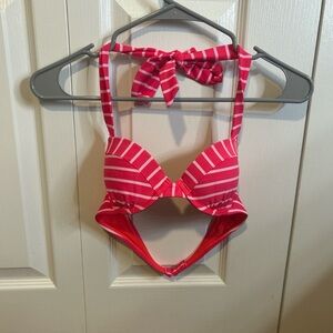 Pink and white stripped bikini top